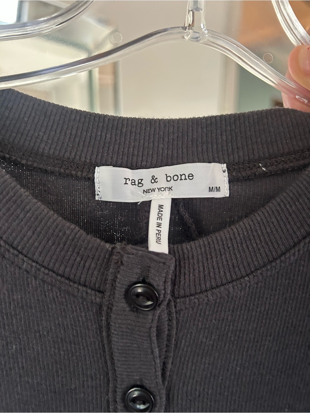 rag & bone Black Short-Sleeve Button-Front Ribbed Top - Picture 2 of 2